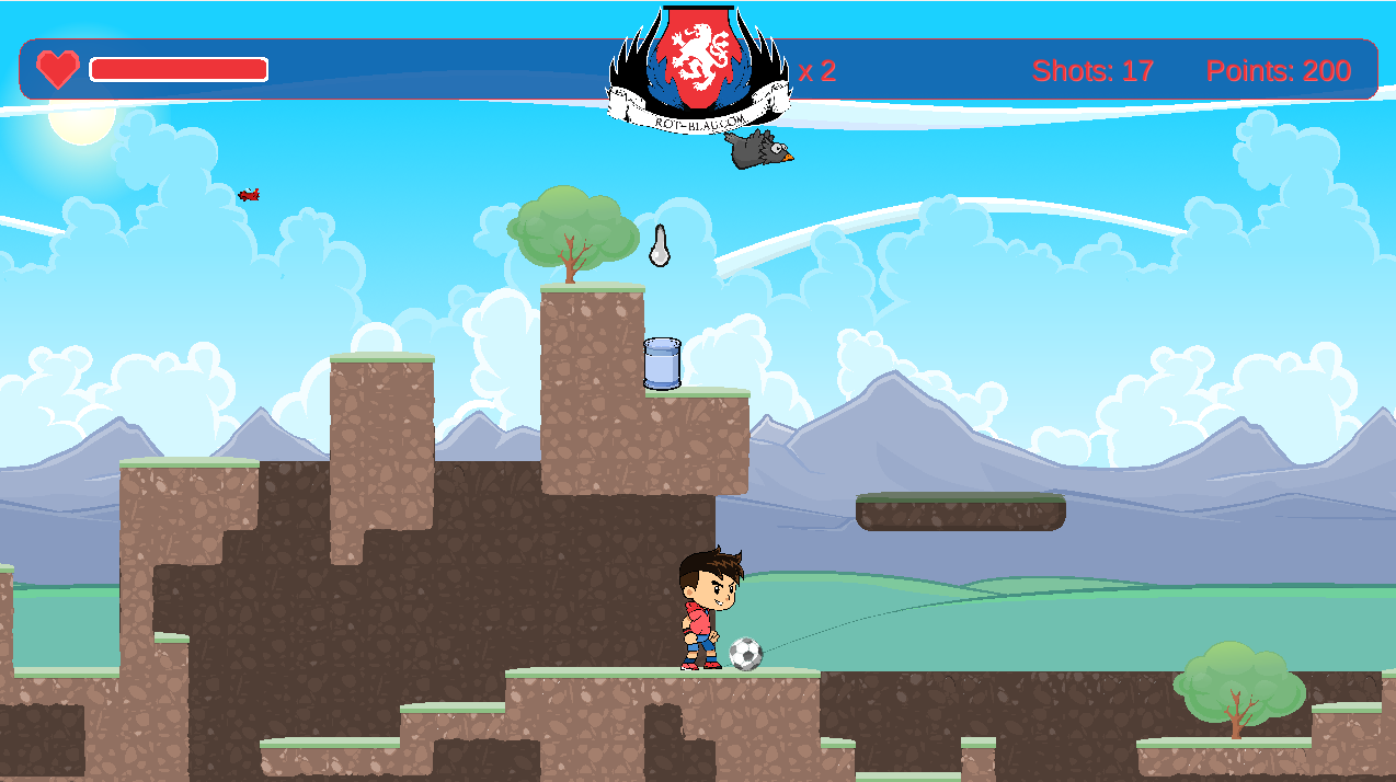 Gameplay screenshot from Homefield Hero featuring a club-inspired Rot-Blau level